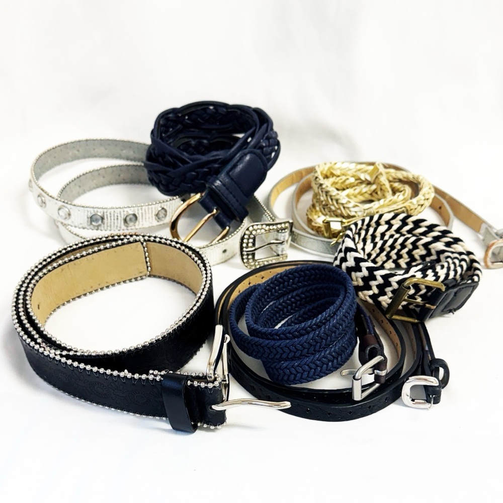 BELTS Bundle of 8 Faux Leather & Canvas Sizes Small & Medium
